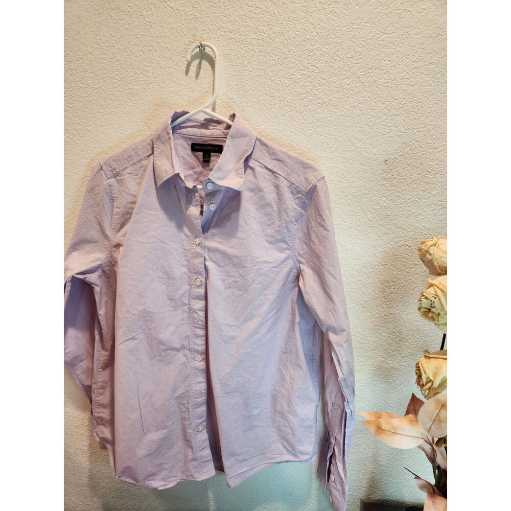 Banana‎ Republic Men's Button-Down Shirt Lavender 100% Cotton Size Medium PTP 20
